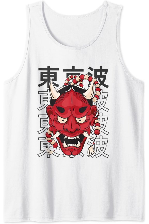 Japanese Demon Hannya Oni Mask Japanese Aesthetic Japan Art Tank Top Size S-3XL