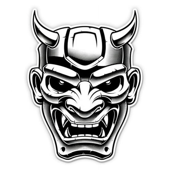 Japanese Demon Mask - 3" Vinyl Sticker - For Car Laptop Water Bottle Phone - Waterproof Decal