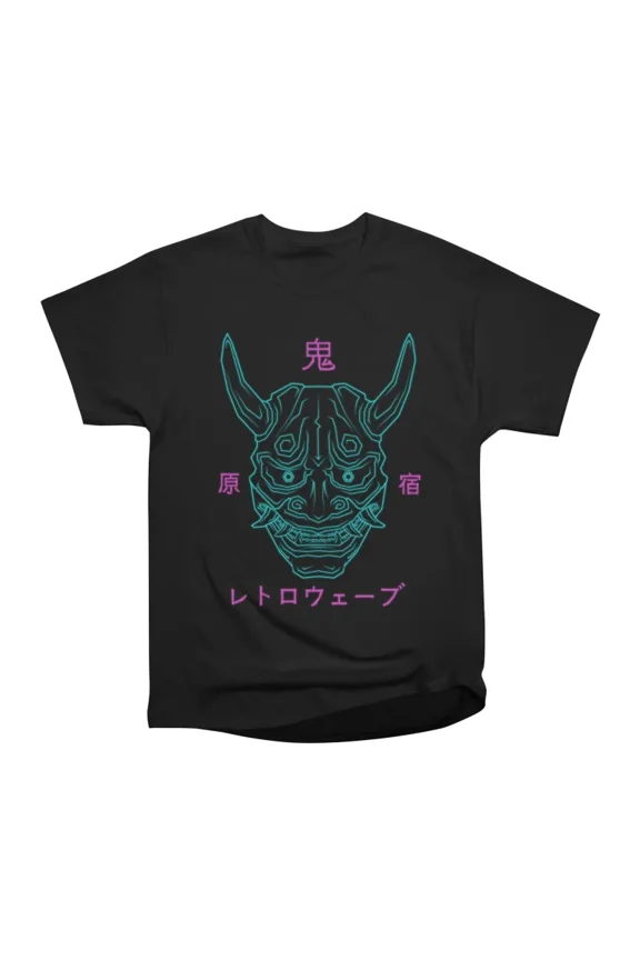 Japanese Demon Yokai Oni Retrowave Neon Harajuku Style T-Shirt Tee Gift For Him Merch For