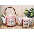 thumbnail image 1 of Japanese Design Maneki Neko Lucky Cat Pink 20oz Ceramic Tea Pot and Cups Set, 1 of 7