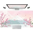 thumbnail image 1 of Japanese Desk Mat Pastel Pink Cherry Blossom Mouse Pad Mt Fuji Japan Large Gaming Anime Mousepad XXL 31.5x15.75 in, Kawaii Aesthetic Flower Cute Women Office Decor Computer Laptop Keyboard Mat, 1 of 6