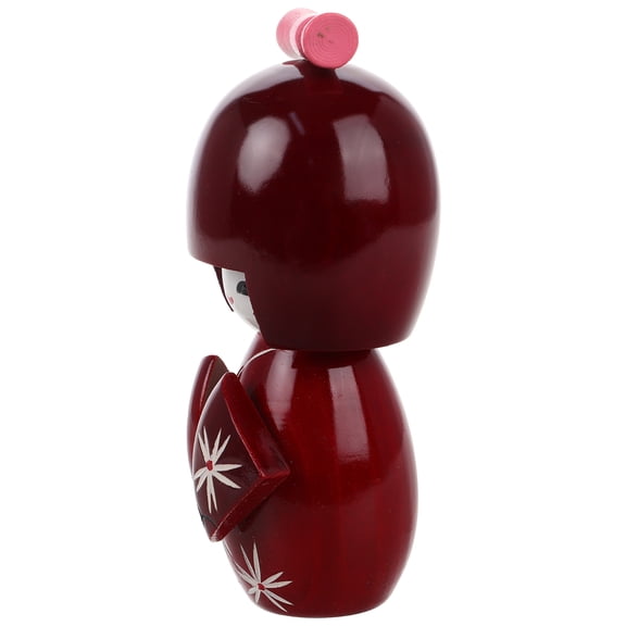 Japanese Geisha Doll Figurines Birch Wood Decor for Home Office Multi Inches