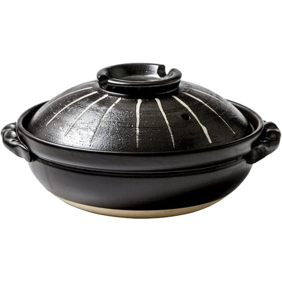 Japanese Donabe Ceramic Hot Pot Casserole, Round Clay Pot With Lid, Heat Resistant Round Earthenware For Stew Soup[Energy Class A] ,0.9l