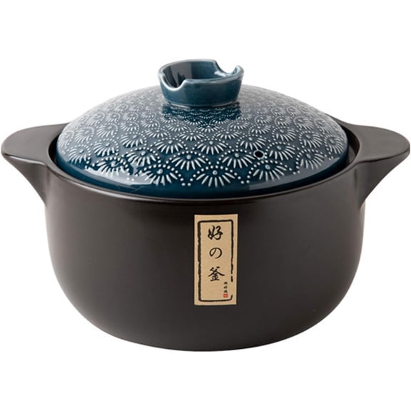 Japanese Donabe Ceramic Hot Pot, Ceramic Black Casserole Clay Pot With Lid, Stew Pot Kitchen Cooking, Heat-Resistant Stockpot For Home[Energy Class A]