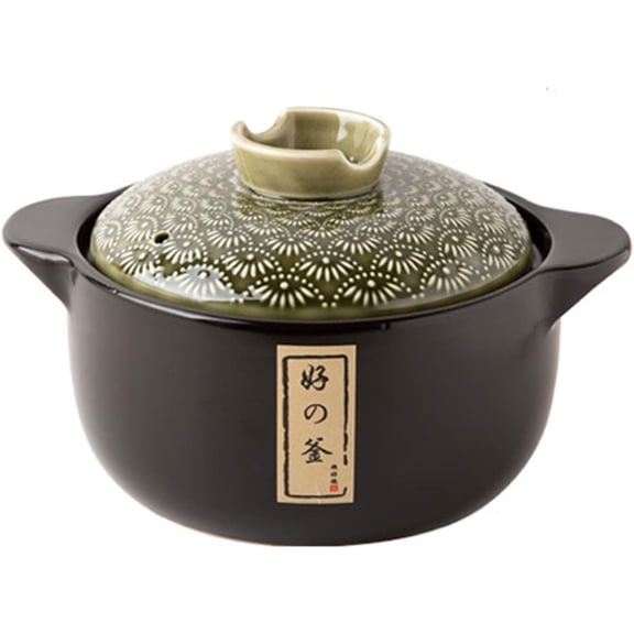 Japanese Donabe Ceramic Hot Pot, Ceramic Black Casserole Clay Pot With Lid, Stew Pot Kitchen Cooking, Heat-Resistant Stockpot For Home[Energy Class A]