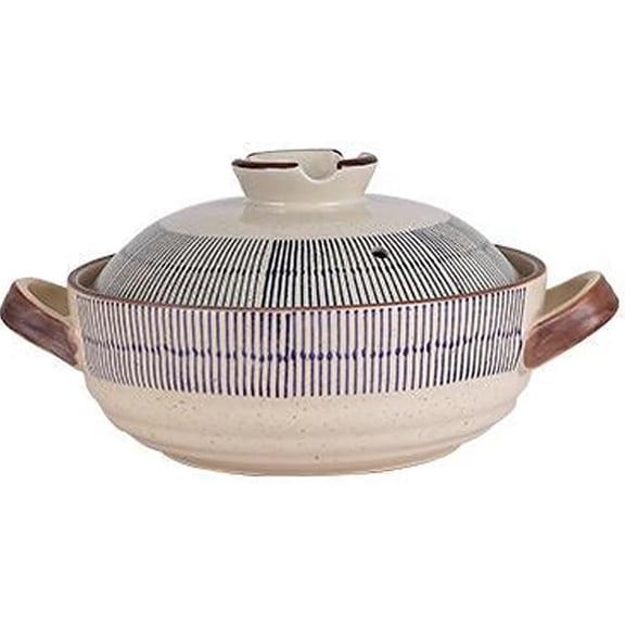 Japanese Donabe Ceramic Hot Pot Ceramic Casserole Dish with Lid Ceramic Casserole Dish Ceramic Stew Pot with Handle Round Ceramic Cookware for Stew Steam, Soup Bowl,2.2 Quart