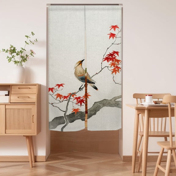 Japanese Doorway Curtain,Chinese Traditional Bird Noren Bedroom Partition Kitchen Divider Bathroom Door Decor,33.5"x59"