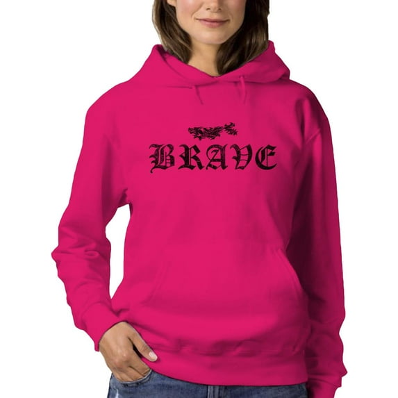 Japanese Dragon Brave Text Hoodie Women -Image by Shutterstock, Female 4X-Large