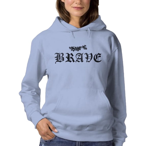 Japanese Dragon Brave Text Hoodie Women -Image by Shutterstock, Female 4X-Large