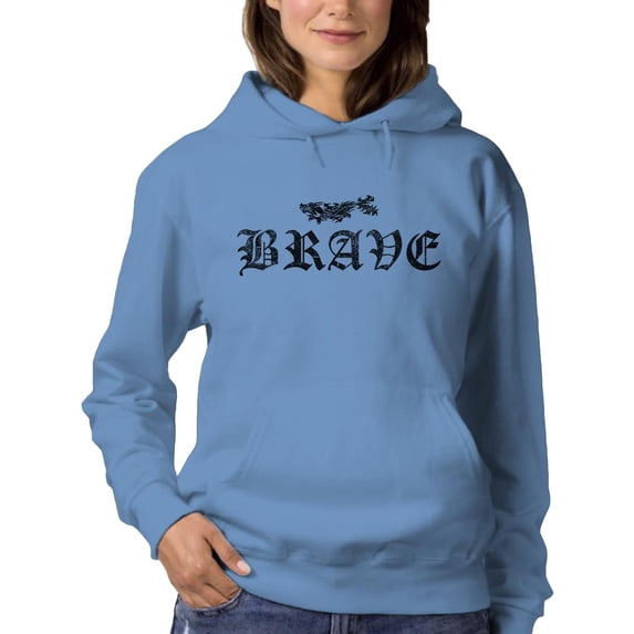 Japanese Dragon Brave Text Hoodie Women -Image by Shutterstock, Female Large