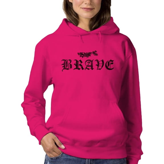 Japanese Dragon Brave Text Hoodie Women -Image by Shutterstock, Female Large