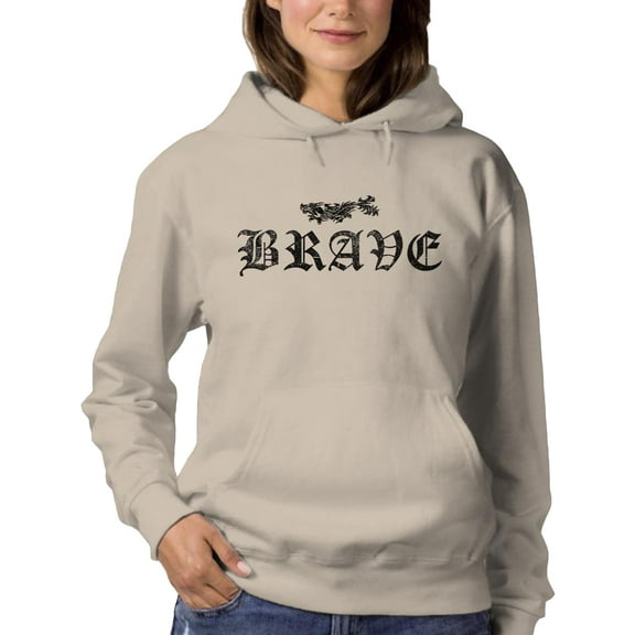 Japanese Dragon Brave Text Hoodie Women -Image by Shutterstock, Female x-Large