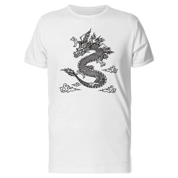 Japanese Dragon Flying On Sky T-Shirt Men -Image by Shutterstock, Male 4X-Large