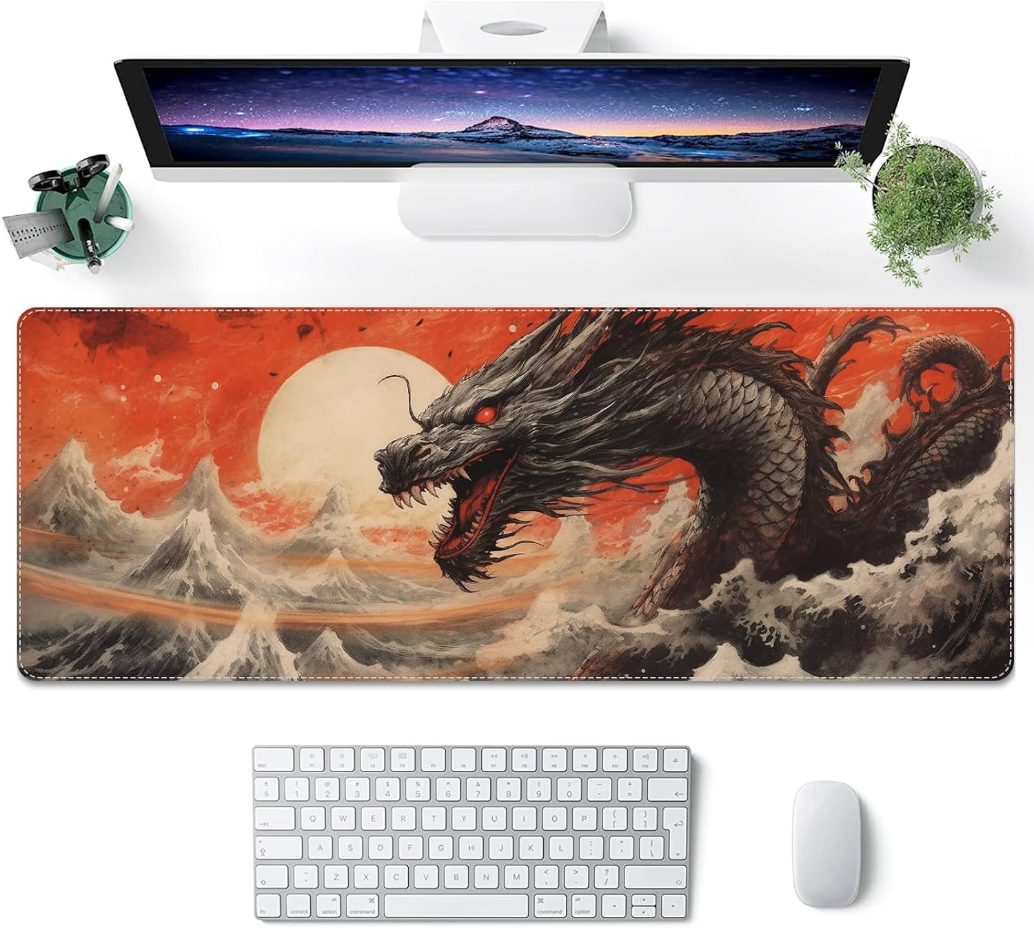 Japanese Dragon Mouse Pad for Desk, Chinese Loong MousePad, XL