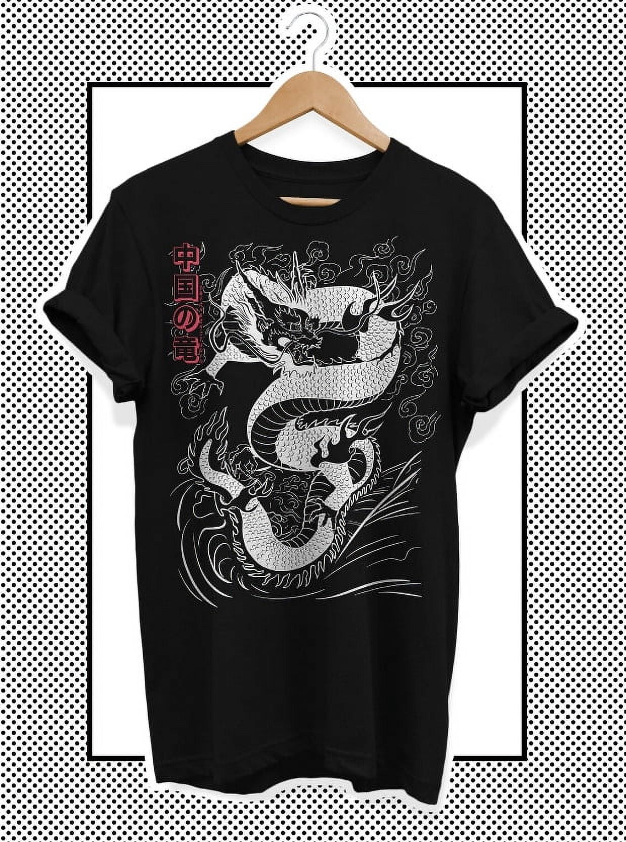 T-Shirt Bianca Drago Giapponese Fantasy Donna Taglio Ampio
