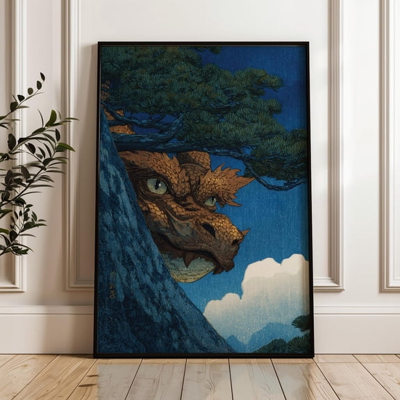 Japanese Dragon Vintage Japan Oriental Traditional Woodblock Style Zen Nature Poster Unframed Paper Print