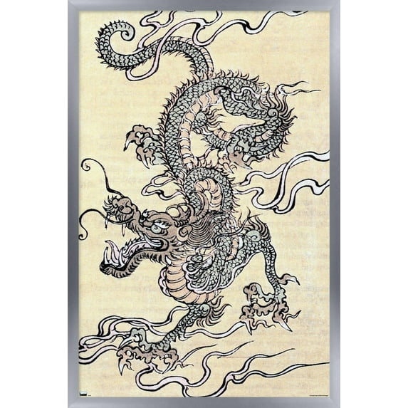 Japanese Dragon Wall Poster, 14.725" x 22.375" Framed