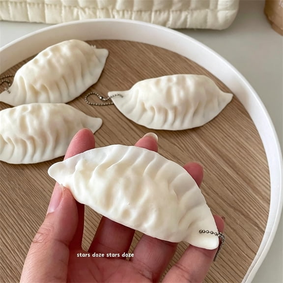 Japanese Dumpling Squishy Stress Relief Toy 3 Inch, Soft Slow Rising Gyoza Fidget with Hanging Loop, Cute Food Decor for Desk Bag Gift