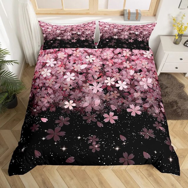 Japanese Duvet Cover Set Branch of A Flourishing Sakura Tree Flower