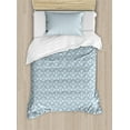 thumbnail image 1 of Japanese Duvet Cover Set, Exquisite Retro Blue Blossoms in Curvy Squares Circular Region Specific Lace Like, Decorative 2 Piece Bedding Set with 1 Pillow Shams, Twin Size, Blue White, by Ambesonne, 1 of 3