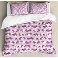 thumbnail image 1 of Japanese Duvet Cover Set Queen Size, Horizontal Branches with Cherry Blossoms Flourishing Sakura Tree Pattern, Decorative 3 Piece Bedding Set with 2 Pillow Shams, Lilac White Green, by Ambesonne, 1 of 3