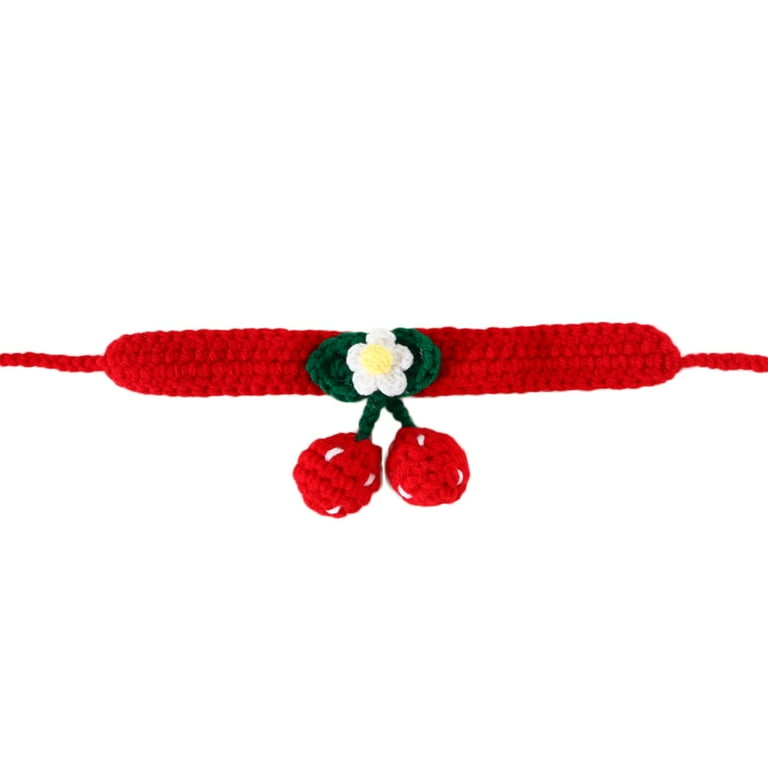 Japanese Ear Tape for Dogs Pet Collars Hand Woven Cherry And Colorful Cat Collar Pet Collars Knitted Wool Dog Collars Keep Warm Charm Cute Simple Pet