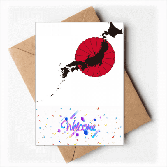 Japanese Emblem Map Pattern Welcome Back Greeting Cards Envelopes Blank