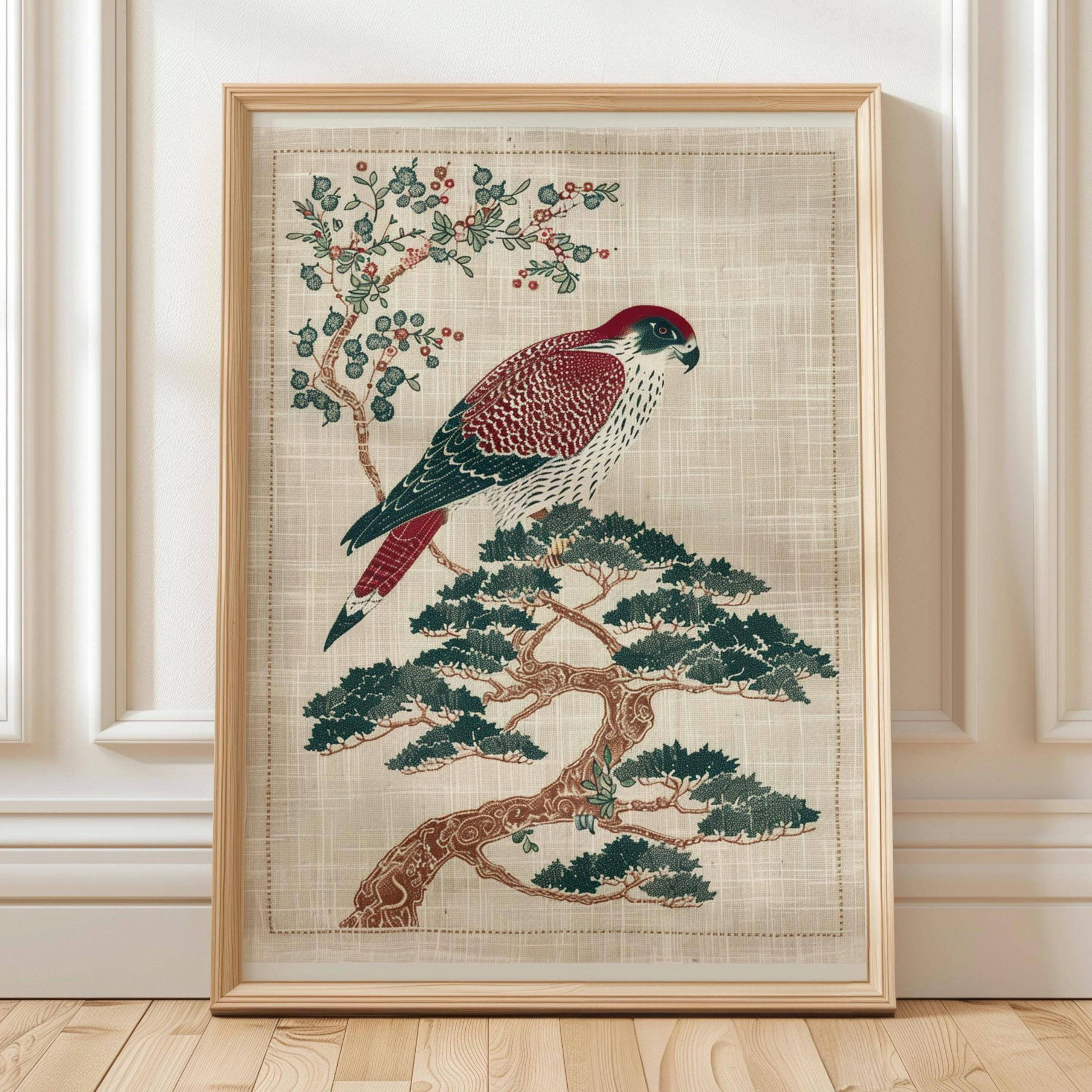 Printable Sign Photo Japanese Falcon Bird Art Vintage Botanical Poster , Poster Print Only ...