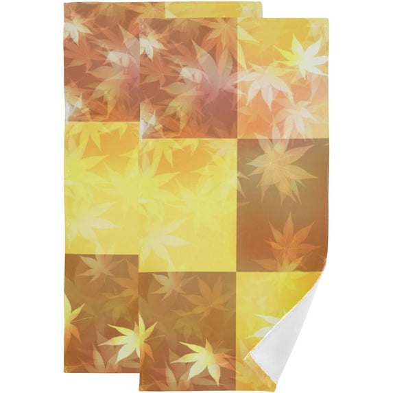 Japanese Fall Leaves Hand Towels 2 PCS, Retro Kitchen Towel Ultra Soft and Highly Absorbent,Decorative Fingertip Face Towel for Bathroom Hotel, 28.3"x14.4"