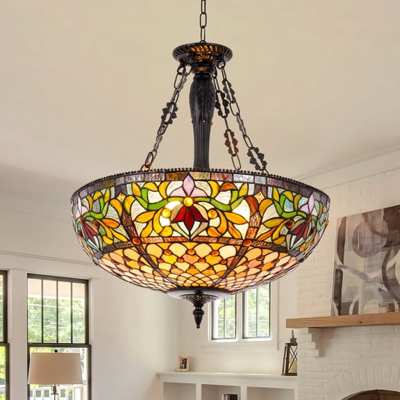 Japanese Farmhouse Style Pendant Light for Bedroom Cottage, 19.7-inch Multicolor Plastic Shade, Wall Control Ceiling Fixture, 5E26 Base, 4.7-inch Flush Mount Plate