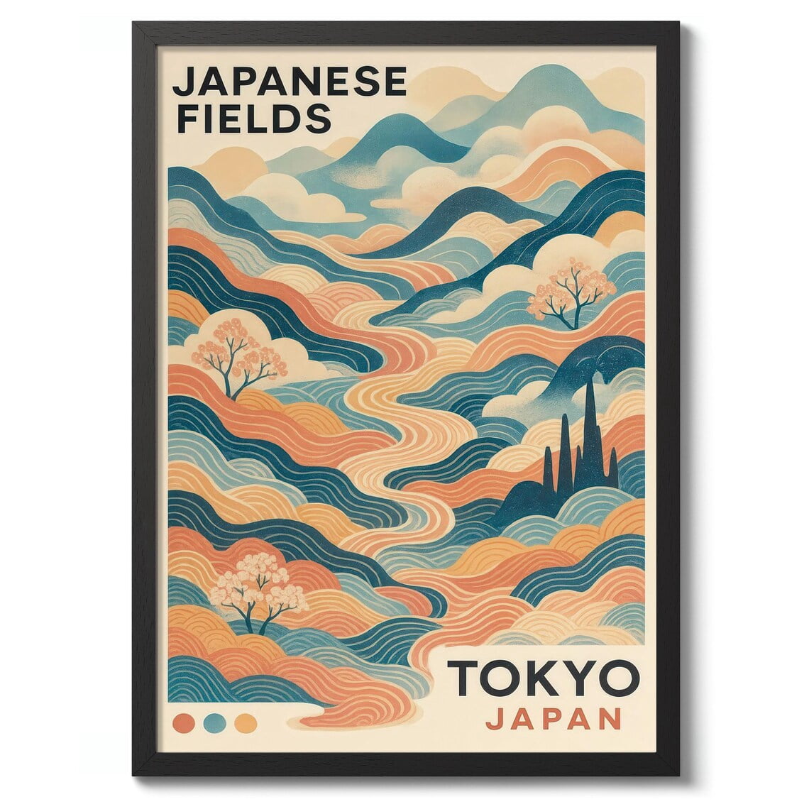 Japanese Fields Poster, Tokyo Hills, Modern Exhibition, Travel Inspired ...