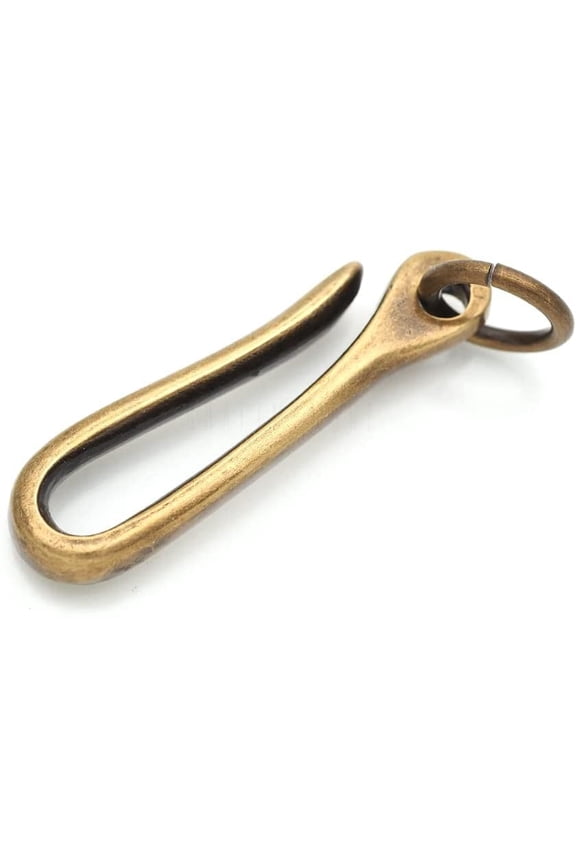 Japanese Fish Hook Keychain Wallet Holder Belt Clip Leathercraft Accessories 2" Long Pack of 2 (Antique Brass)