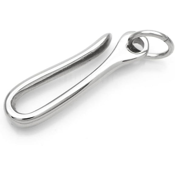 Japanese Fish Hook Keychain Wallet Holder Belt Clip Leathercraft Accessories 2" Long Pack of 2 (Silver)