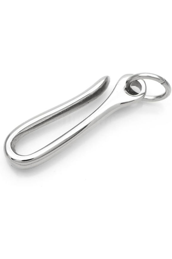 Japanese Fish Hook Keychain Wallet Holder Belt Clip Leathercraft Accessories 2" Long Pack of 2 (Silver)