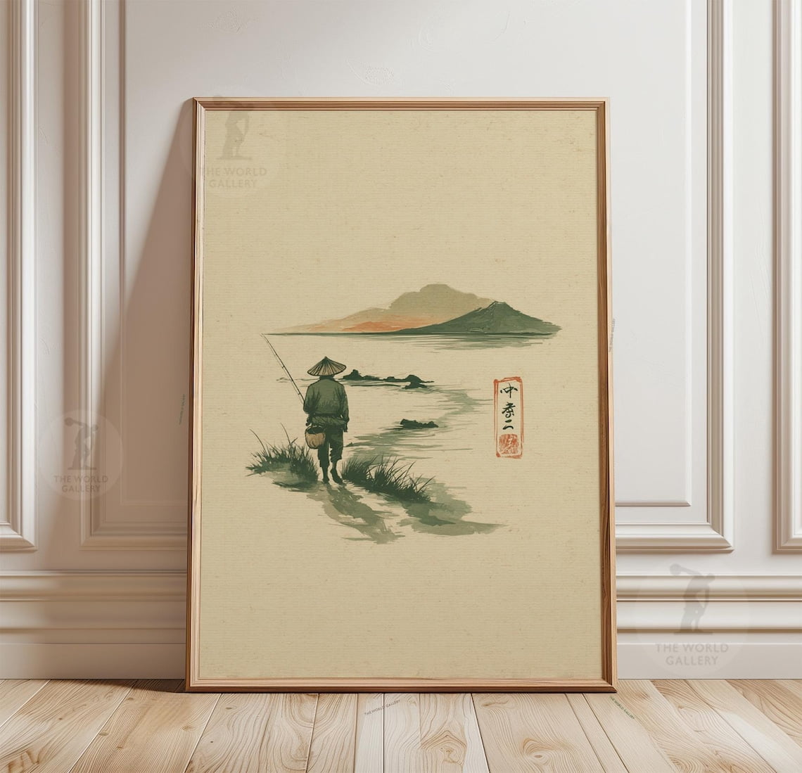 Japanese Fisherman Poster Minimalist Zen Landscape Vintage Asian Art ...