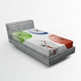 thumbnail image 1 of Ambesonne Japanese Fitted Sheet, Flowers over Umbrellas, Twin Size, Multicolor, 1 of 2