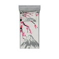 thumbnail image 1 of Japanese Fitted Sheet & Pillow Sham Set, Greyscale Grunge Background with Fujiyama Mountain and Cherry Blossoms, Decorative Printed 4 Piece Bedding Decor Set, Twinxl, Grey Black and Pink, by Ambesonne, 1 of 3