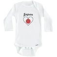 thumbnail image 1 of Japanese Flag Heart Japan One Piece Baby Bodysuit (Long Sleeve), 3-6 Months White, 1 of 1