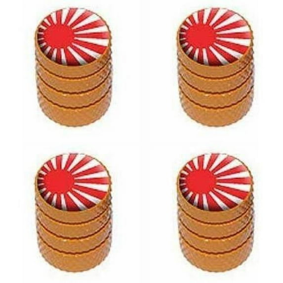 Japanese Flag Rising Sun Tire Rim Wheel Aluminum Valve Stem Caps, Multiple Colors