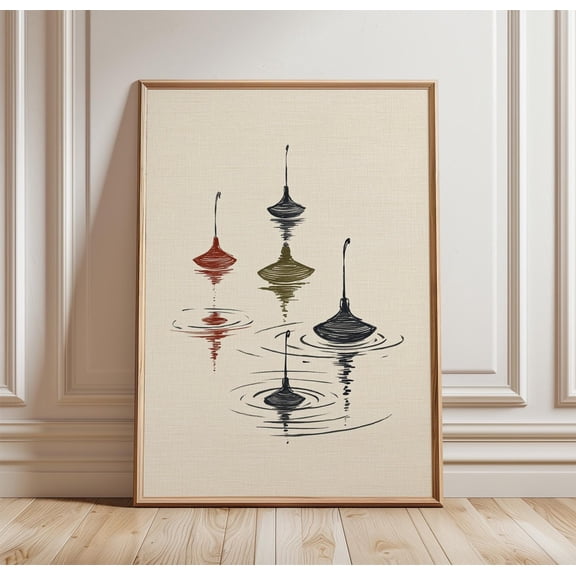 Japanese Floating Buoy Poster Zen Water Ripple Wall Art Minimal Calm Decor Print