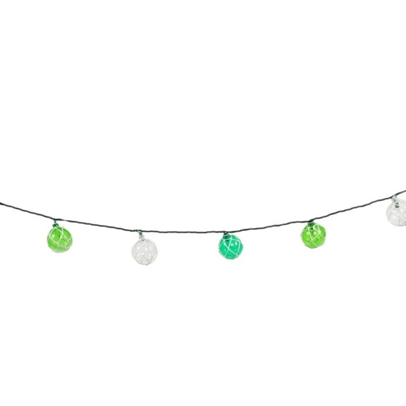 Japanese Floats Electric String Lights Indoor or Outdoor 8.5 Feet Teal and Green