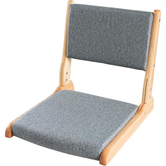 Japanese Floor Chair with Back Support, Foldable Meditation Chair, Legless Tatami Chair with Cushion, Floor Seat for Living Room, Bedroom, Bay Window (1, Dark Gray)