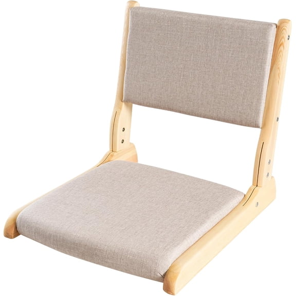 Japanese Floor Chair with Back Support, Foldable Meditation Chair, Legless Tatami Chair with Cushion, Floor Seat for Living Room, Bedroom, Bay Window (1, Gray)