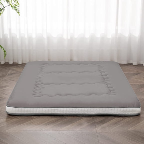 Japanese Floor Futon Mattress Extra Thick Folding Roll Up Bed Topper Mat for Guest,Lounger and Tavel