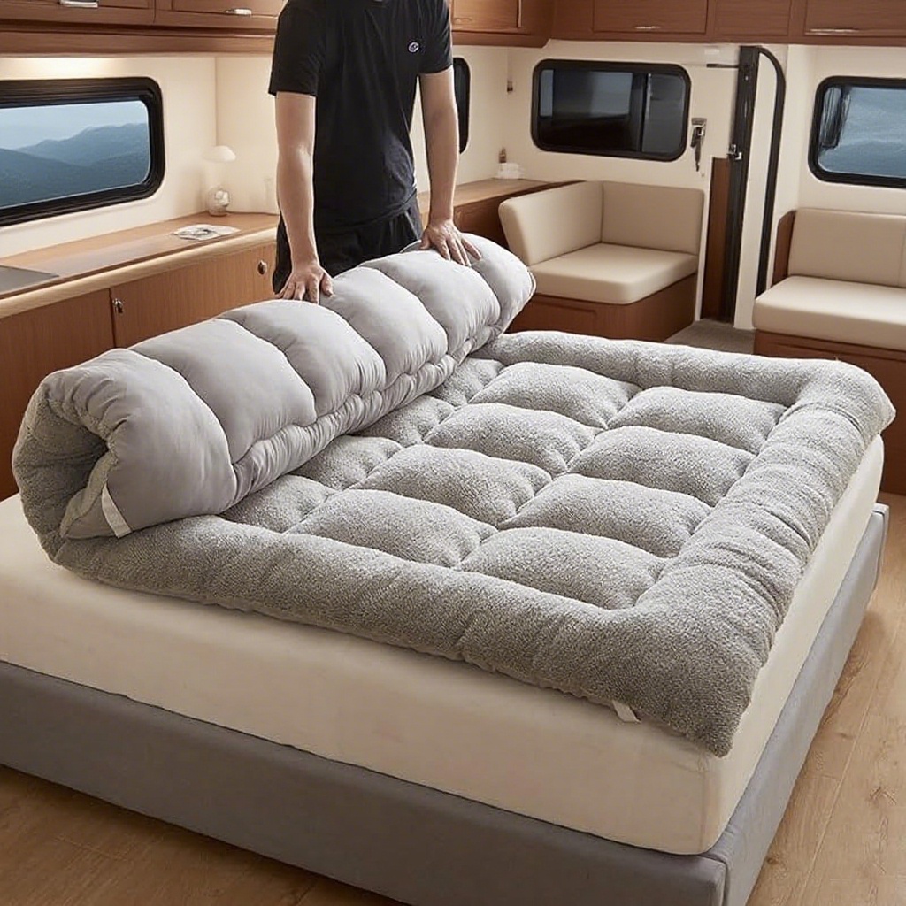 Japanese Floor Futon Mattress - Foldable & Lightweight - Twin/Full/Queen/King - Grey Fluffy Padding for RV & Travel