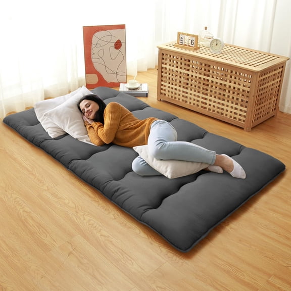 Japanese Floor Futon Mattress, Foldable Tatami Sleeping Pad for Adults, Portable Roll-Up Floor Bed for Guest Room, Dormitory