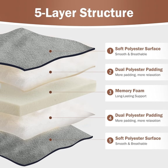 Japanese Floor Futon Mattress Queen Size 60"x 80", 2.5'' Thick Foldable Roll Up Floor Bed Sleeping Pad, 25D Foam Filled Tatami Mat with Straps for Guest Room, Dormitory & Camping, Grey