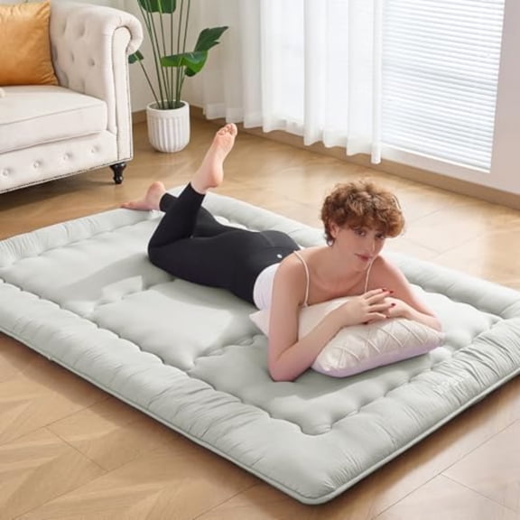 Japanese Floor Futon Mattress Twin Size 4 Thicken Foldable Mattress Tatami Mat Sleeping Pad 25D Foam Filled Traditional Shiki Futon shikibuton Designed in Japan (Light Grey 39x 80)