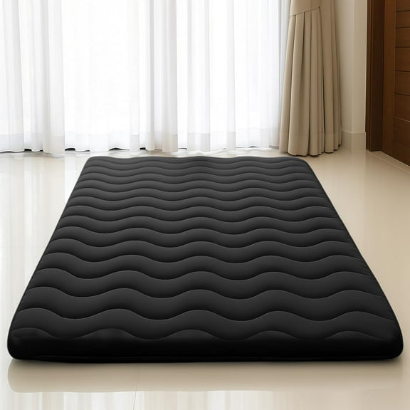 Japanese Floor Mattress, 100% High Density Comfortable Foam, 4" Thicken Foldable Mattress Tatami Mat Sleeping Pad, Ideal for Comfort and Support, Kids Floor Lounger Pillow Bed Sofa, Black, Twin