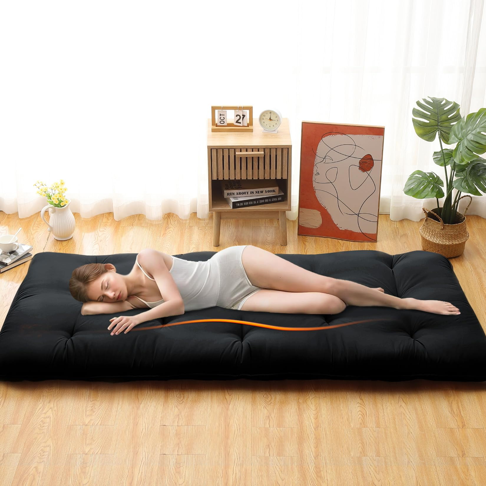 Japanese Floor Mattress for Adults Kids,Thicken Tatami Mat Sleeping Pad ...